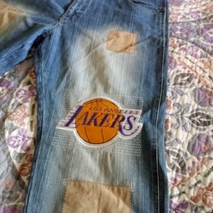 Men's authentic Los Angeles Lakers denim jeans